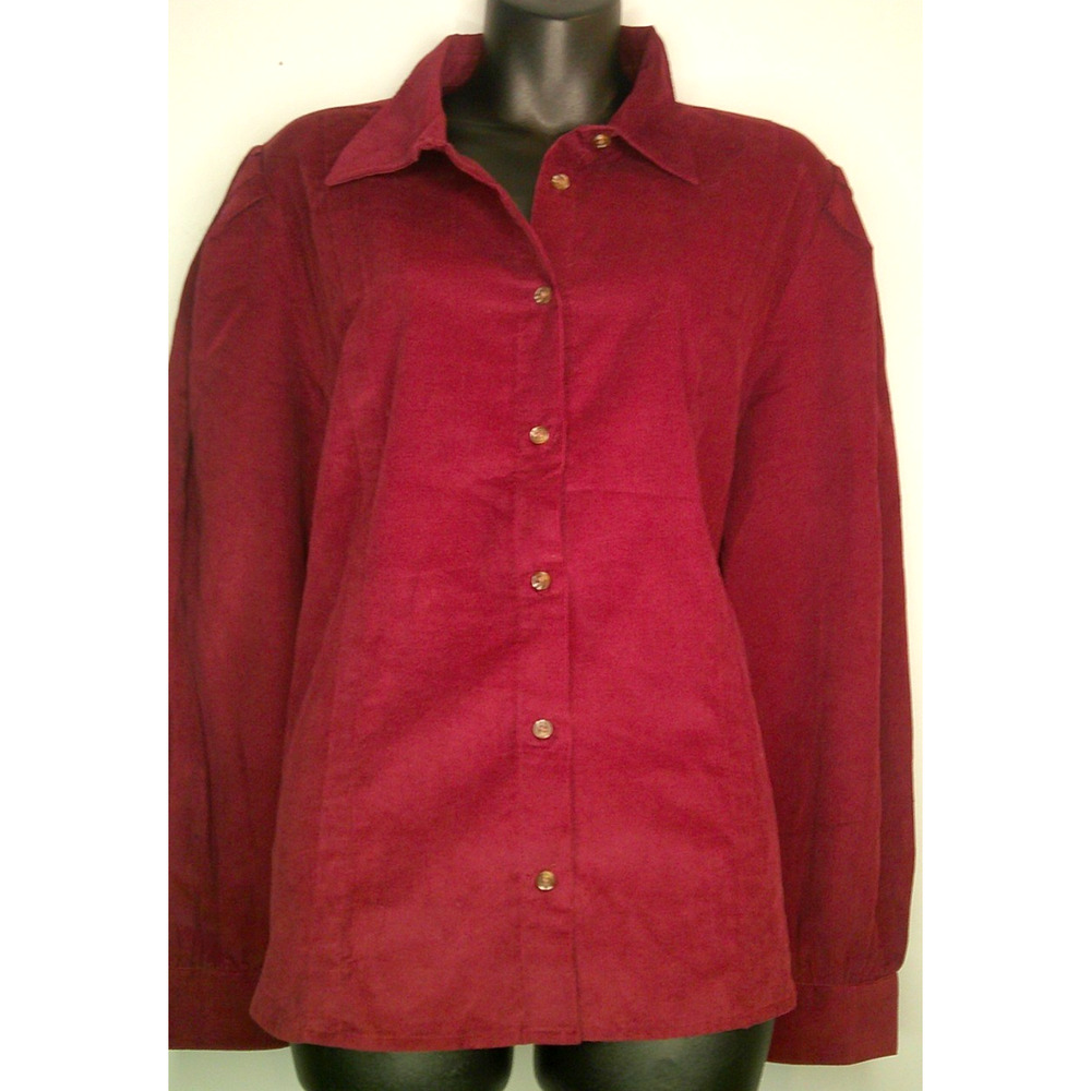 Ann Taylor Weekend Women's XL Button-down Long Sleeve Maroon Burgandy Shirt NEW